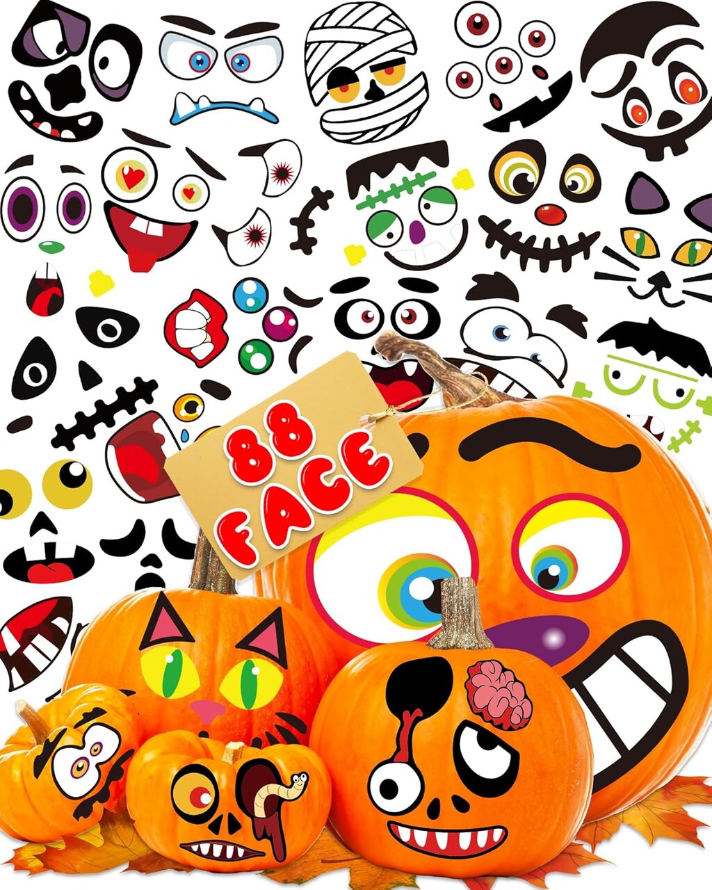 Halloween Pumpkin Stickers for Kids (Multicolor) 10.8 x 9.2 x 0.5 inches